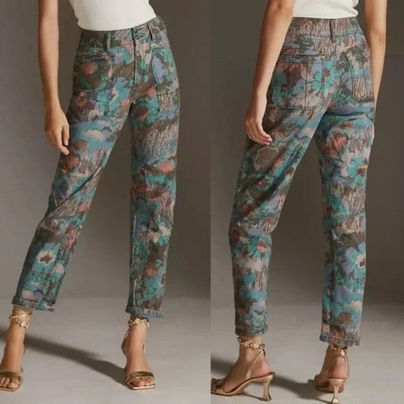 Anthropologie Pilcro Size 29 The Wanderer Utility Artsy Printed Pants Women's - Picture 2 of 14